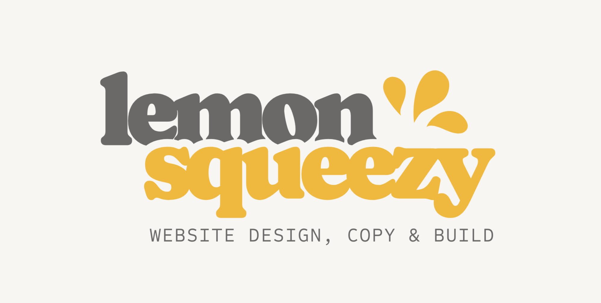 Text logo reads 'Lemon Squeezy: Website Design, Copy & Build' with decorative yellow splash
