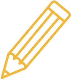 Simple line illustration in deep yellow of a pencil